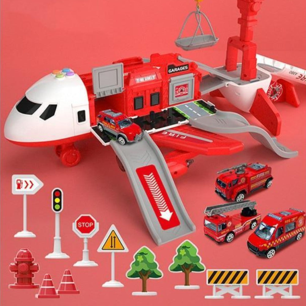 Abenteuer-Flugzeug-Spielset – großes Flugzeug und sechs Mini-Baufahrzeuge – geeignet für Kinder von 3 bis 6 Jahren – fördert kreatives Spielen 8