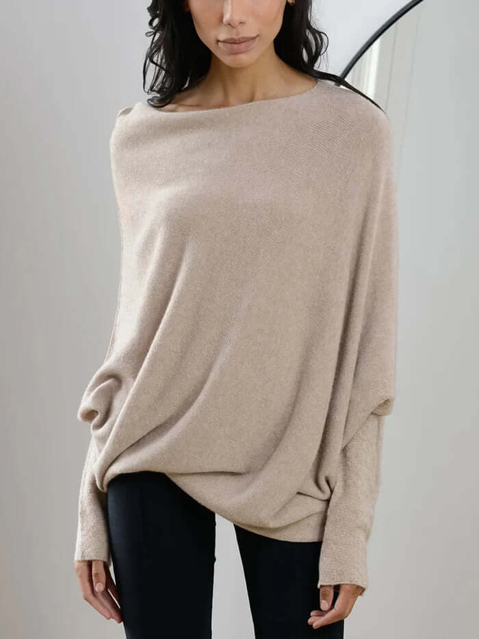 Asymmetrischer drapierter Strickpullover für Damen | Weich & Warm 1