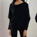 Asymmetrischer drapierter Strickpullover für Damen | Weich & Warm 3