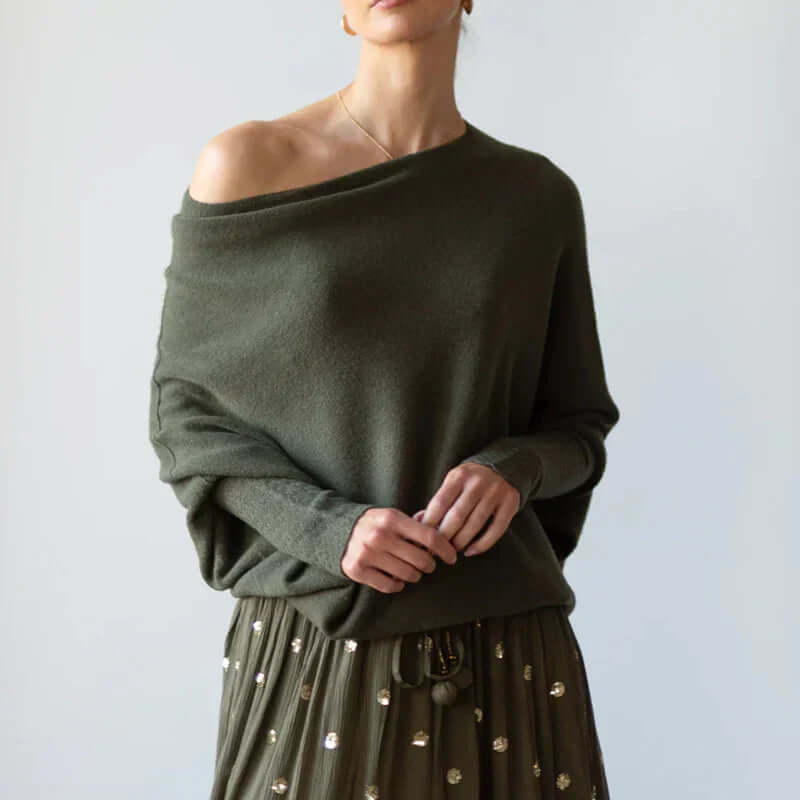 Asymmetrischer drapierter Strickpullover für Damen | Weich & Warm 4