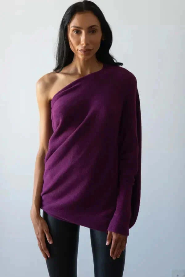Asymmetrischer drapierter Strickpullover für Damen | Weich & Warm 8
