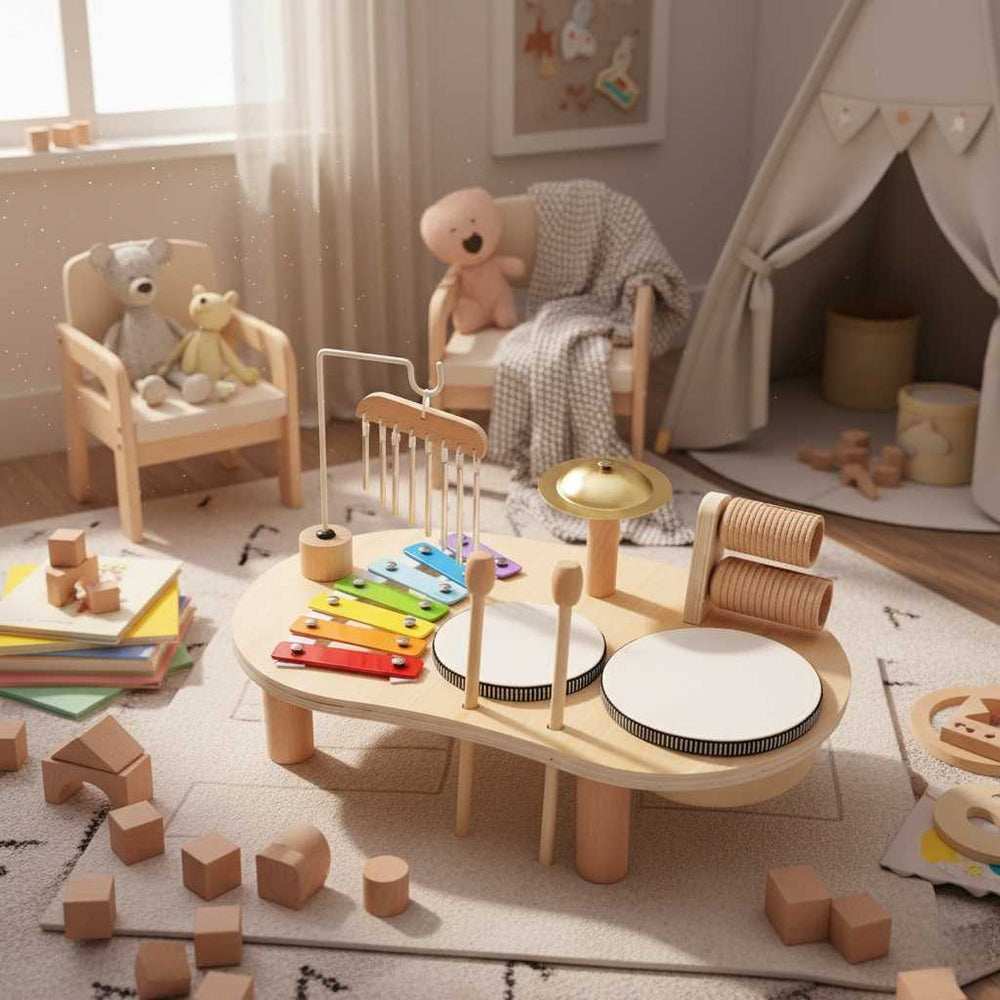 Baby-Musiktisch mit Schlagzeug und Xylophon