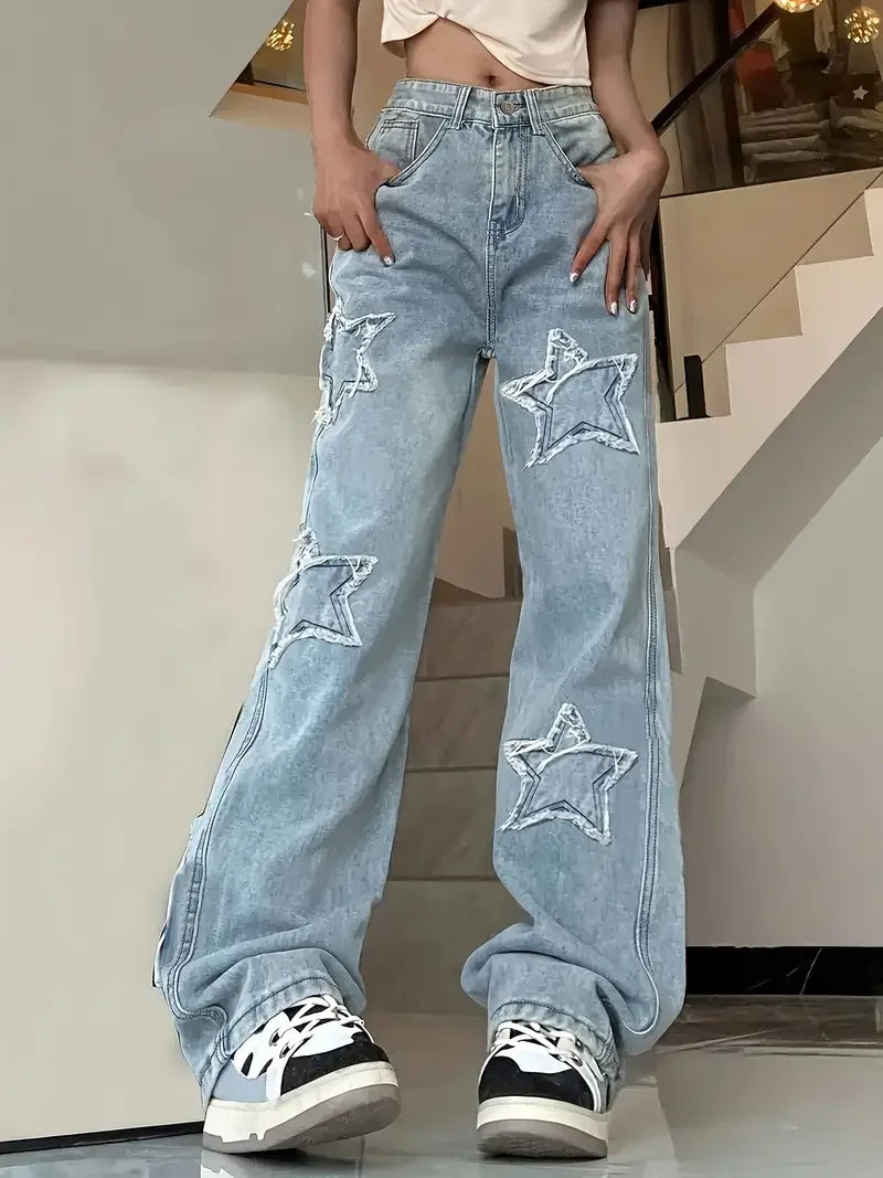 Baggy-Jeans | Damenmode für Freizeit und Alltag mit Sternen-Design
