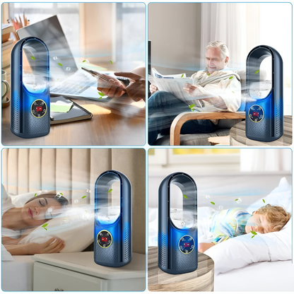 Ventilator de masă fără rotor cu lumină și 3 moduri de vânt