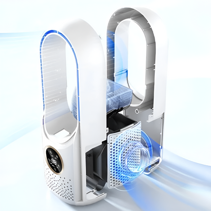 Ventilator de masă fără rotor cu lumină și 3 moduri de vânt
