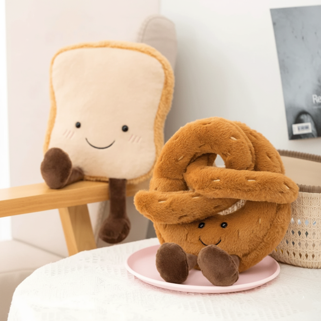 Brezel Croissant Toastbrot Plüsch-Spielzeug | Weiches Kuscheltier (Lebensmittel-Design) 1