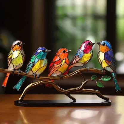 Bunte 2D Glasvögel – elegante Innendekoration, handgefertigt, luxuriöses Interior Design 