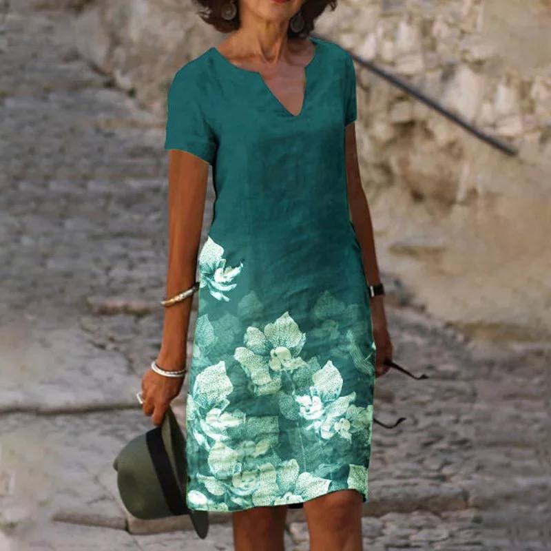 Carlottana | Damen Kurzarm V-Ausschnitt Blumenmuster Sommerkleid | Mini 1