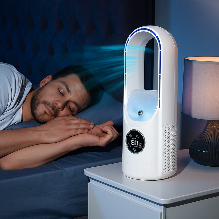 Raffreddatore d'aria portatile senza turbina | Ventilatore da tavolo USB | Raffreddamento silenzioso con timer | Design compatto