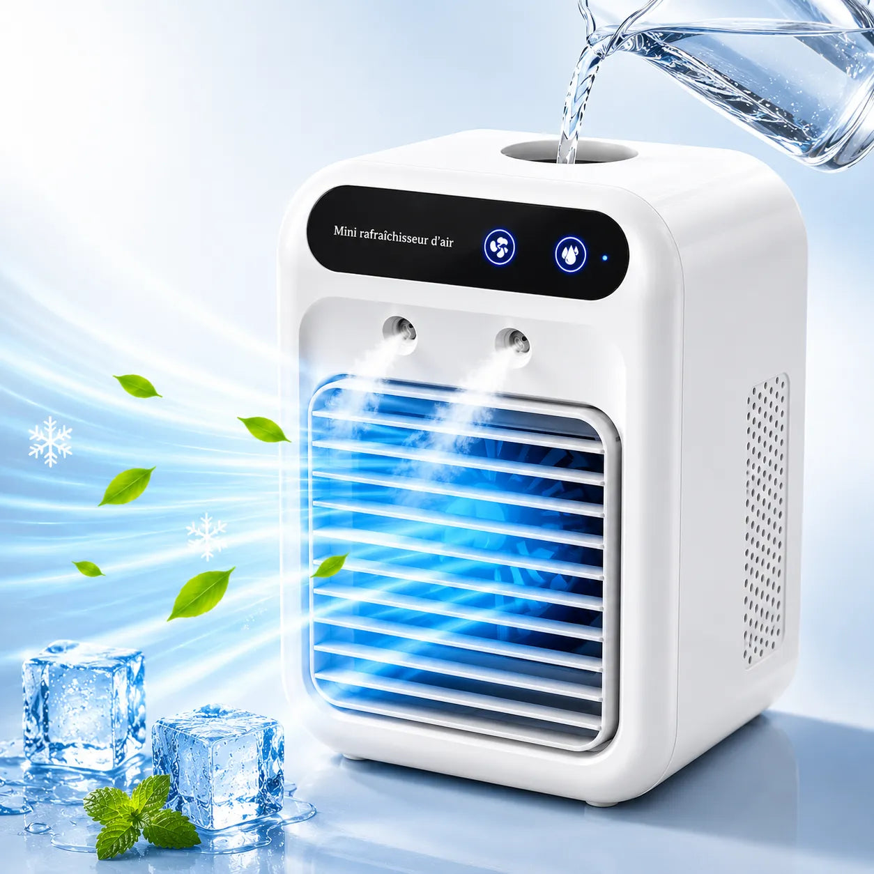 Raffreddatore d'aria USB ricaricabile con serbatoio d'acqua da 500 ml