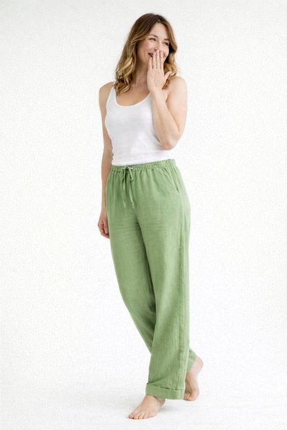 Pantaloni da donna a vestibilità ampia con coulisse | Pantaloni a gamba dritta
