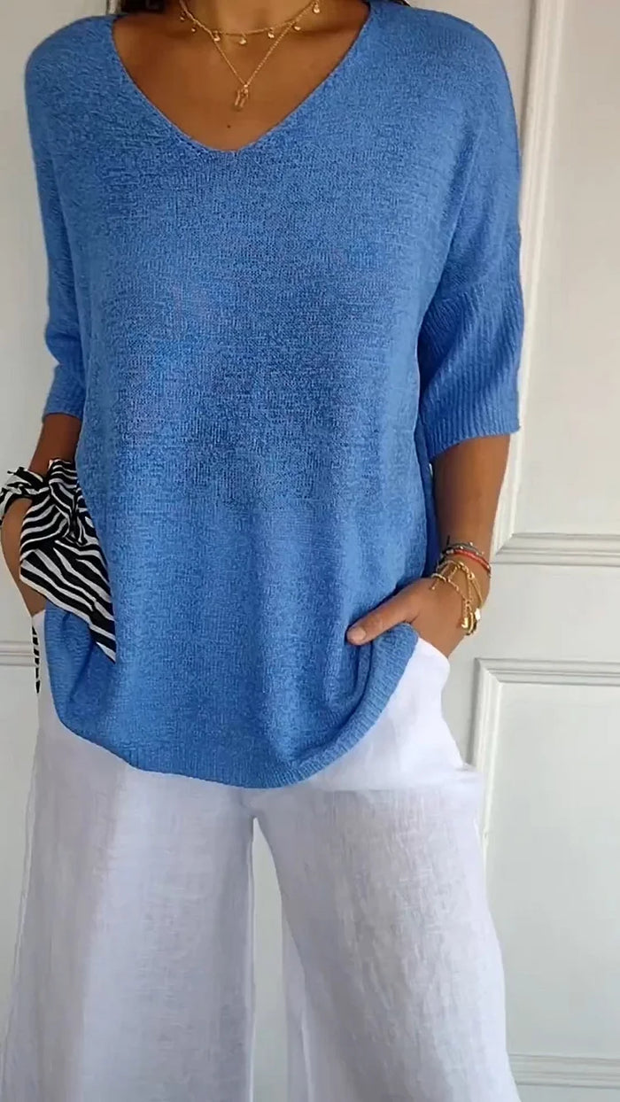 Chiara | Bequemes Damen-Stricktop mit V-Ausschnitt 1