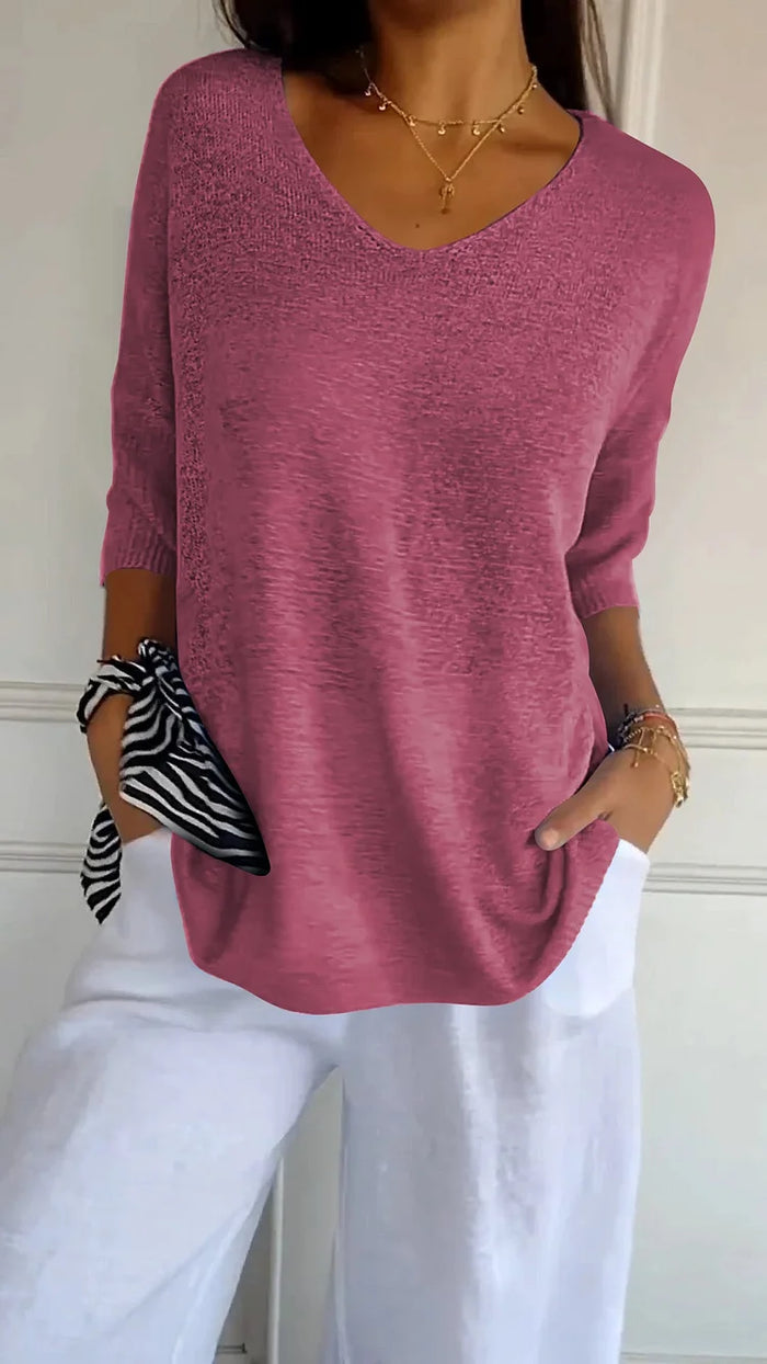Chiara | Bequemes Damen-Stricktop mit V-Ausschnitt 3