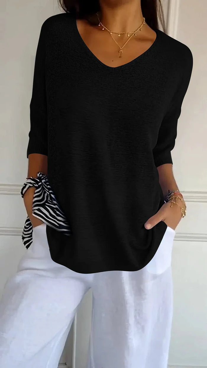 Chiara | Bequemes Damen-Stricktop mit V-Ausschnitt 5