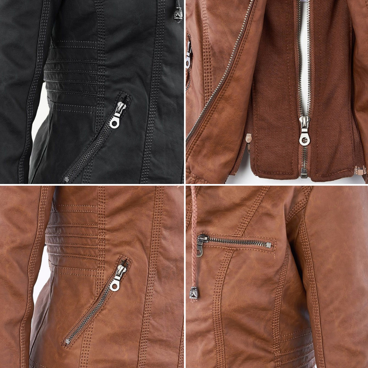 Celeste | Slim-Fit Hooded Moto Jacket