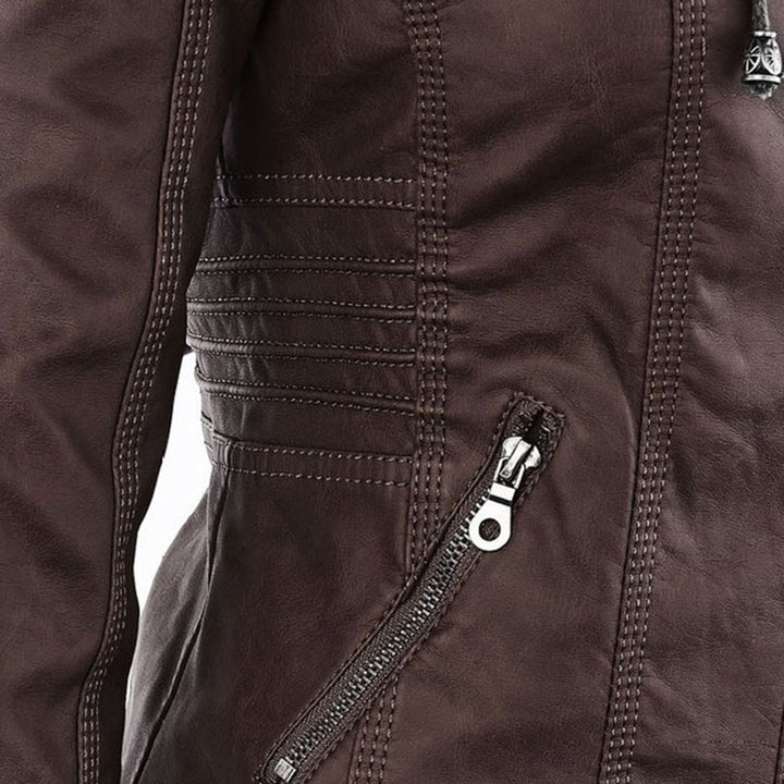 Celeste | Slim-Fit Hooded Moto Jacket