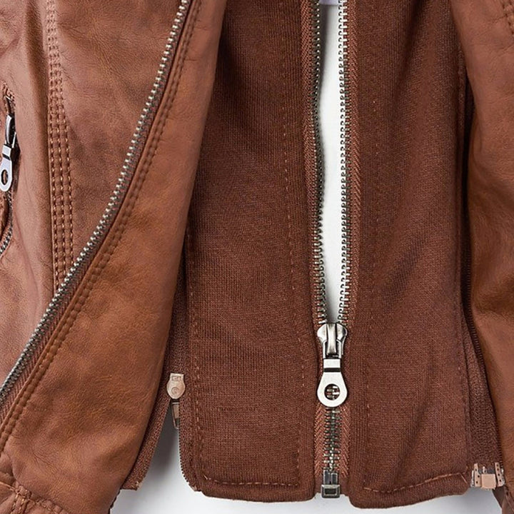 Celeste | Slim-Fit Hooded Moto Jacket