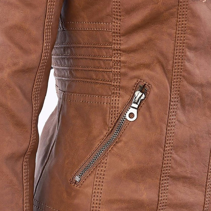 Celeste | Slim-Fit Hooded Moto Jacket