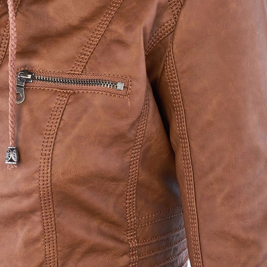 Celeste | Slim-Fit Hooded Moto Jacket