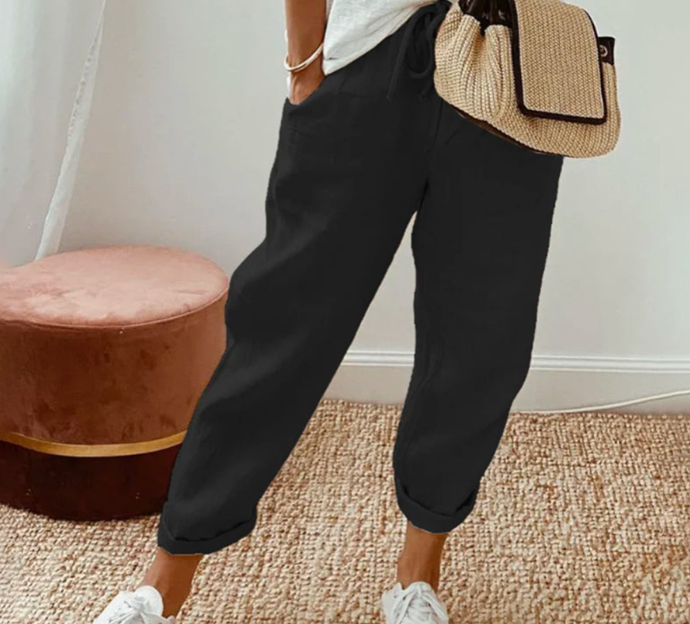 CozyFlex | Lässige Damen Hose mit Kordelzug | Gerades Bein & Verkürzt 1