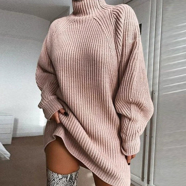 Damen-Pulloverkleid – Wollmischung – Oversize-Passform – Rollkragen