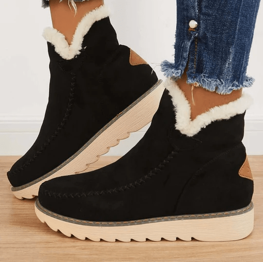 Damen-Stiefeletten, warm gefüttert | Kunstwildleder, Kunstpelz, Winter 1