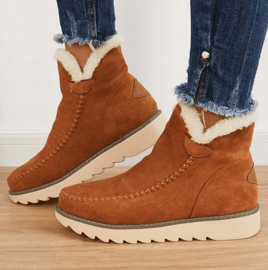 Damen-Stiefeletten, warm gefüttert | Kunstwildleder, Kunstpelz, Winter 2