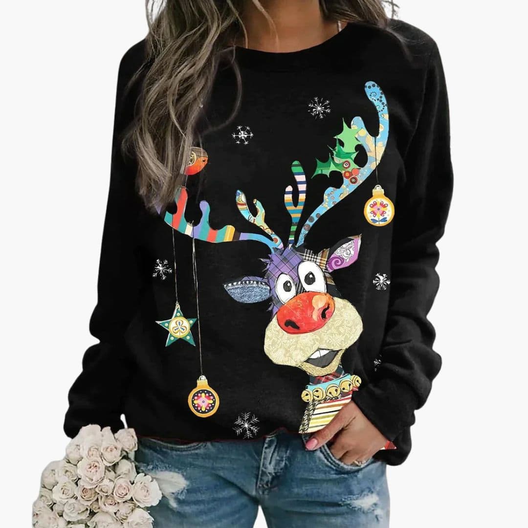 Damen-Winter-Sweatshirt mit Rundhalsausschnitt | Festlicher Print 4