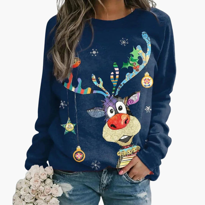 Damen-Winter-Sweatshirt mit Rundhalsausschnitt | Festlicher Print 5