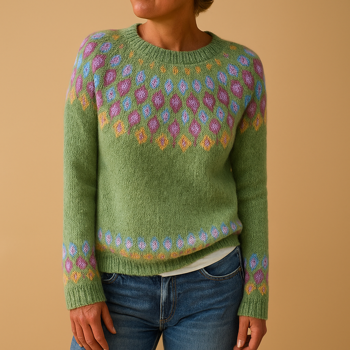 Damen-Wollpullover mit einzigartigem Muster 0