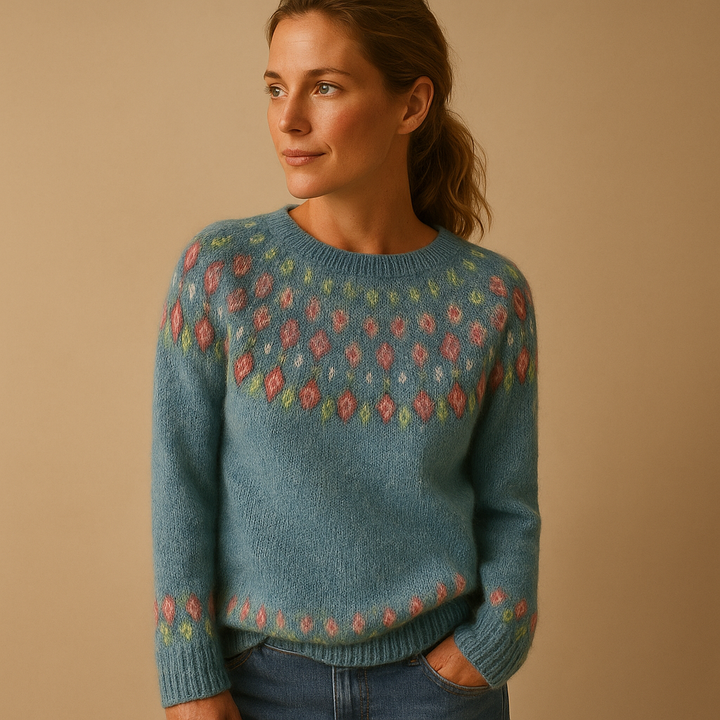 Damen-Wollpullover mit einzigartigem Muster 1