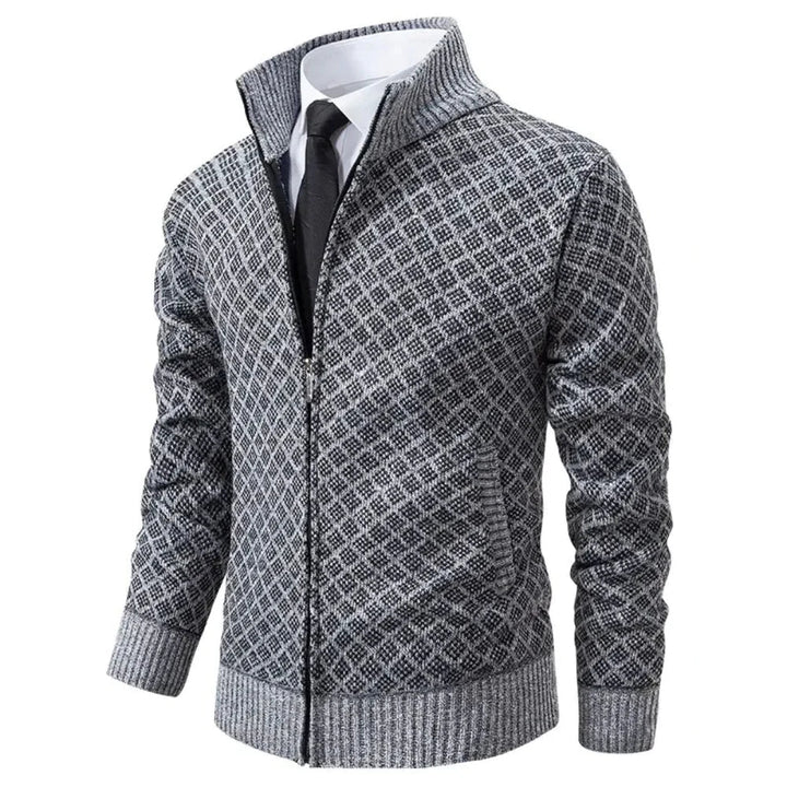 David Herren-Cardigan aus Wollmischung mit Reißverschluss