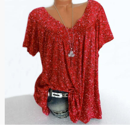 Dina | Damen Bluse mit Blumenmuster und Kurzen Ärmeln | V-Ausschnitt 10