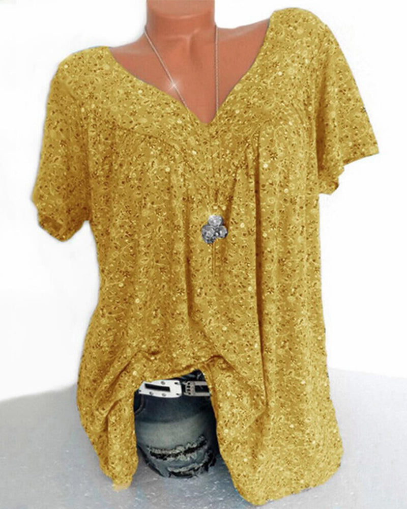 Dina | Damen Bluse mit Blumenmuster und Kurzen Ärmeln | V-Ausschnitt 7