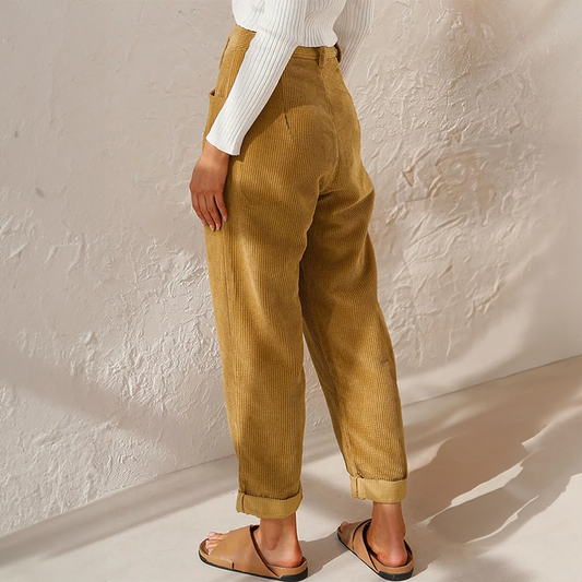 Pantalon taille haute coupe ample pour femme | Pantalon de tous les jours