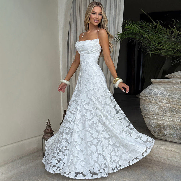 Gabriela | Women's Maxi Evening Dress with Floral Pattern