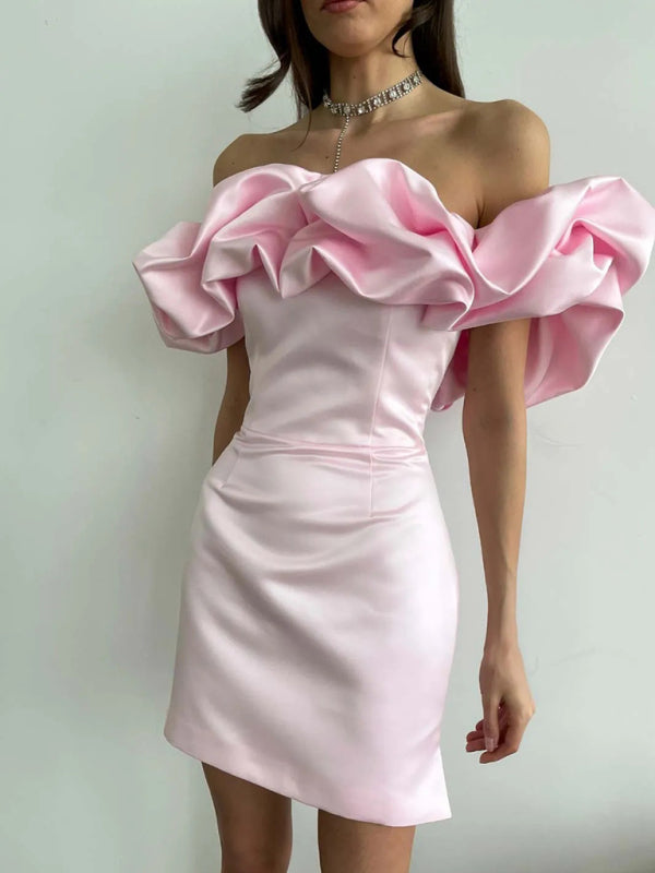 Milena | Mini-robe épaules dénudées avec volants