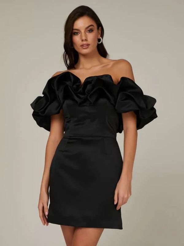Milena | Schulterfreies Minikleid mit Rüschen