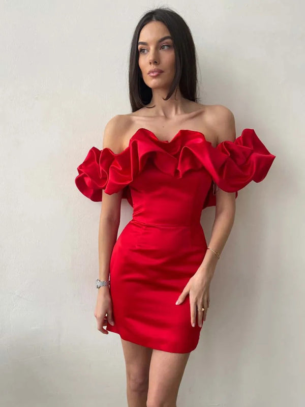 Milena | Schulterfreies Minikleid mit Rüschen