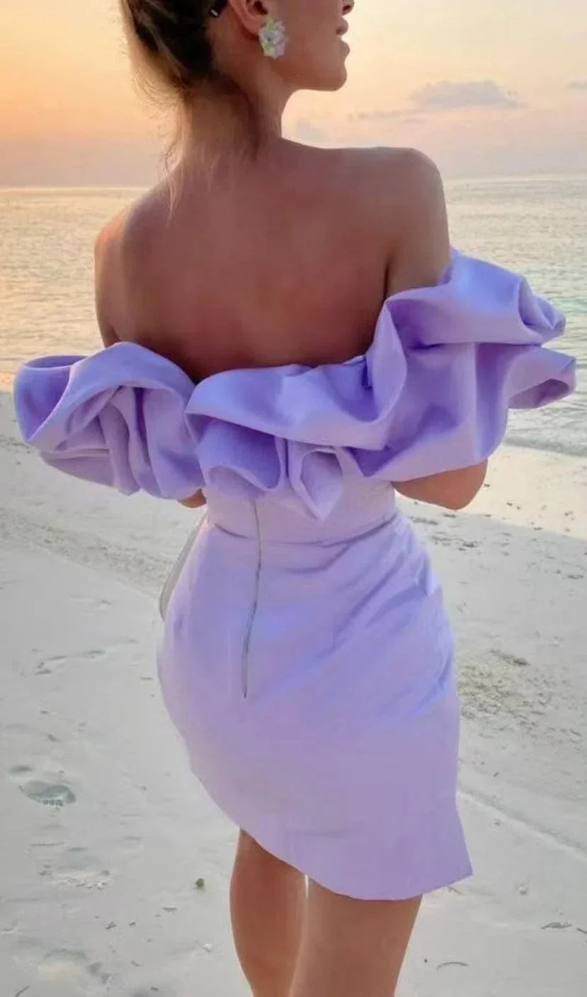 Milena | Mini-robe épaules dénudées avec volants