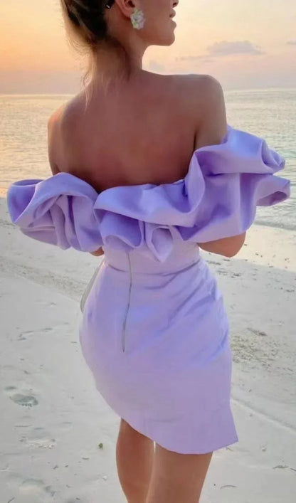 Milena | Mini-robe épaules dénudées avec volants