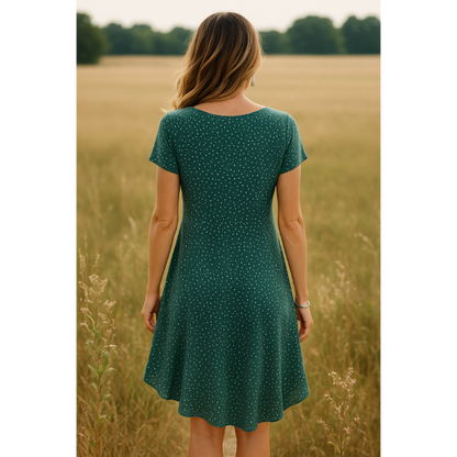 Else | Damen-Sommerkleid mit Rundhalsausschnitt und Kurzen Ärmeln | Grün & Mini 2