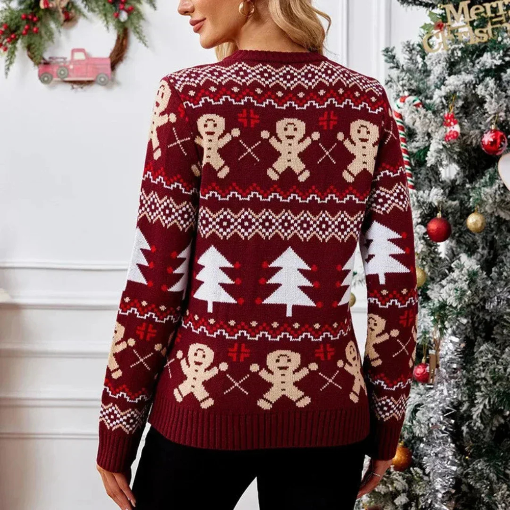 Festlicher Strickpullover für Damen | Saisonales Muster und kuscheliger Stil 1