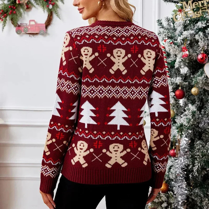 Festlicher Strickpullover für Damen | Saisonales Muster und kuscheliger Stil 1