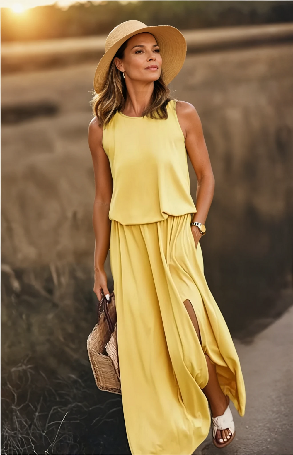 Florentiner | Ärmelloses Sommerkleid für Damen mit Rundhalsausschnitt | Maxi 1