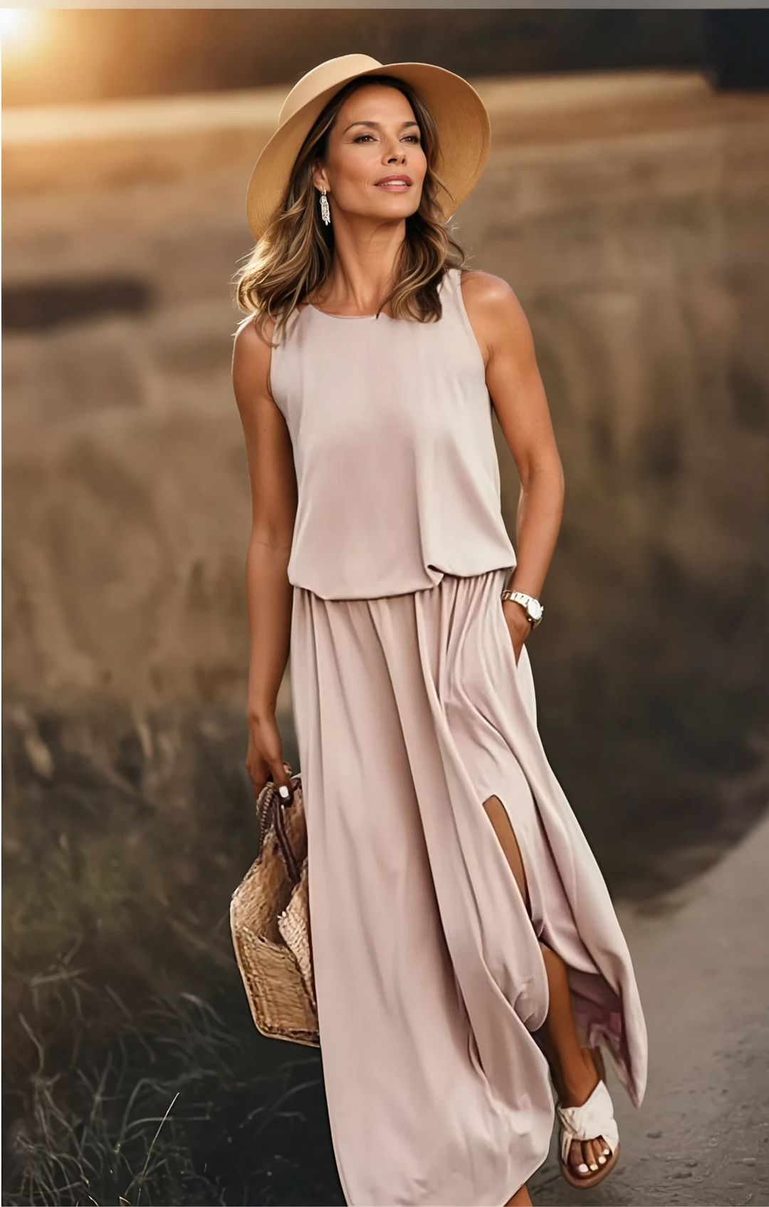 Florentiner | Ärmelloses Sommerkleid für Damen mit Rundhalsausschnitt | Maxi 3