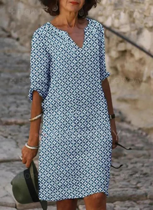 Gerda | Damen-Sommerkleid im Vintage-Stil mit Geteiltem Ausschnitt und 3/4-Ärmeln | Mini 2