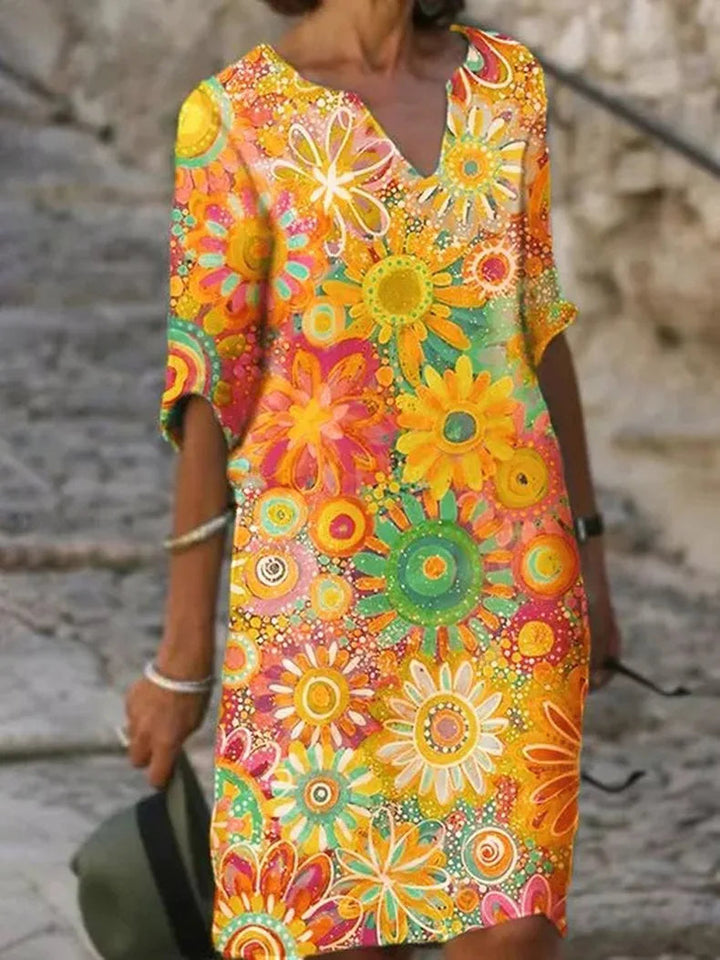 Hannah | Kleid mit V-Ausschnitt und Blumendruck 0