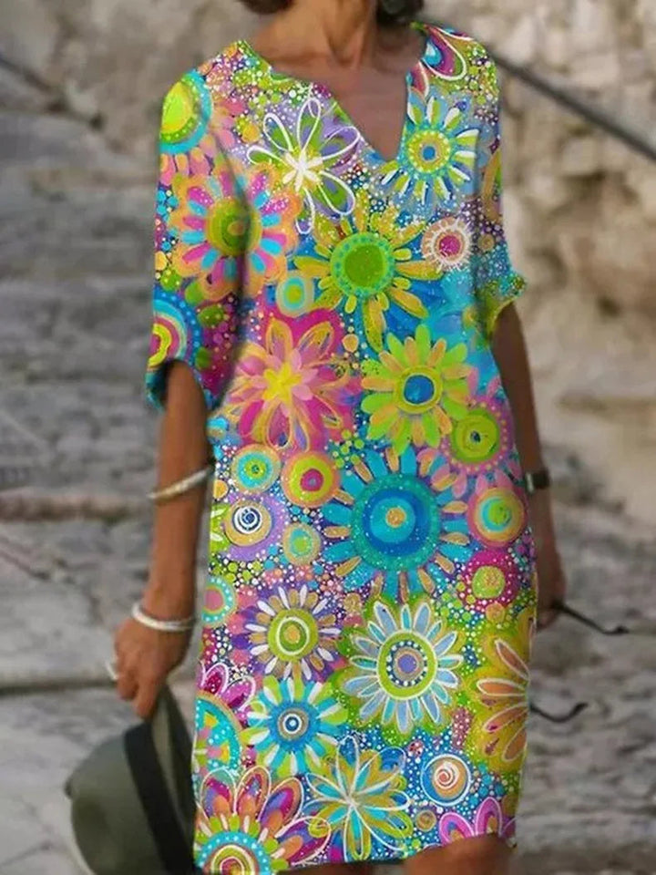 Hannah | Kleid mit V-Ausschnitt und Blumendruck 1