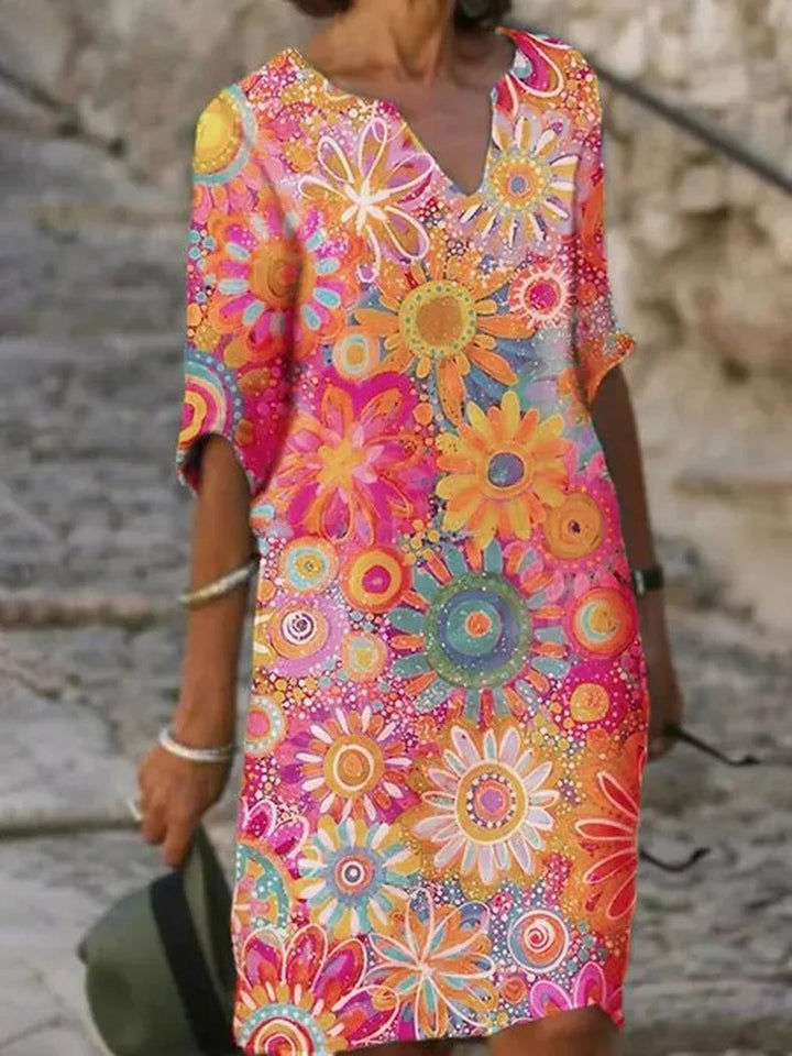 Hannah | Kleid mit V-Ausschnitt und Blumendruck 2
